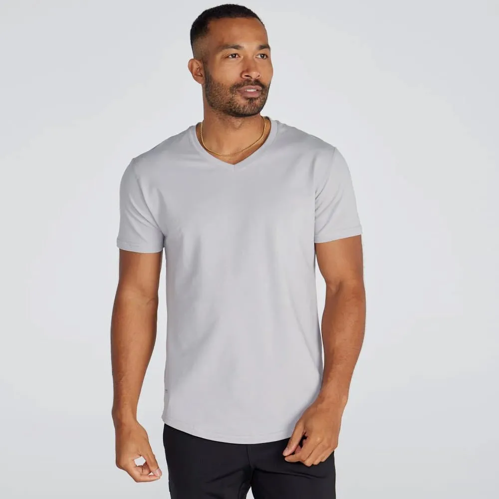 Men's Drop-Cut V-Neck  Plain Tshirts for Men  Soft Polyester, Cotton, Spandex  Moisture Wicking, Wrinkle Resistant