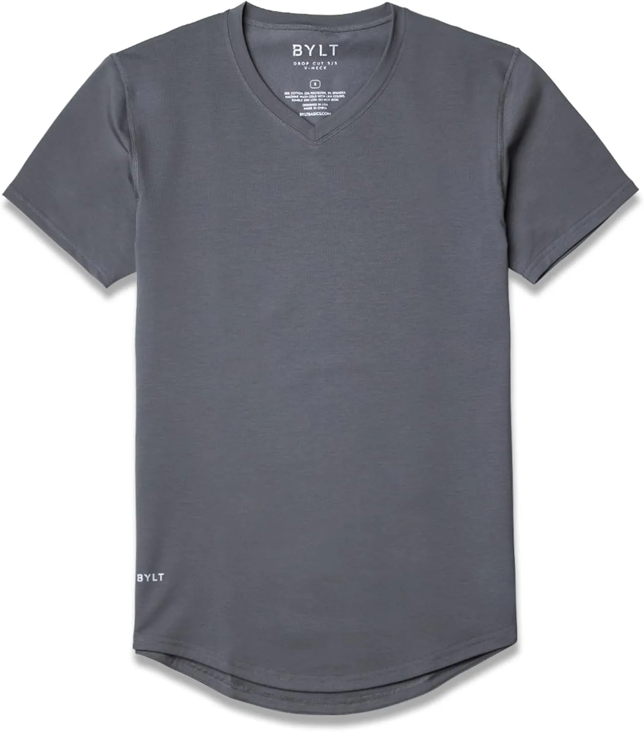 Men's Drop-Cut V-Neck  Plain Tshirts for Men  Soft Polyester, Cotton, Spandex  Moisture Wicking, Wrinkle Resistant