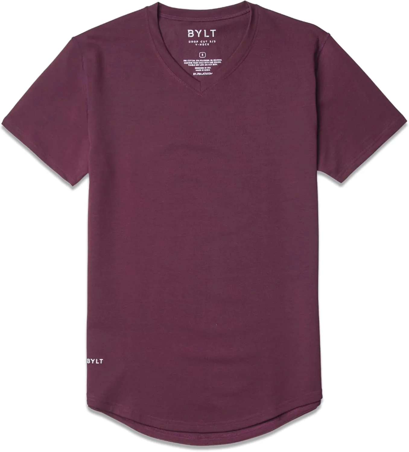Men's Drop-Cut V-Neck  Plain Tshirts for Men  Soft Polyester, Cotton, Spandex  Moisture Wicking, Wrinkle Resistant