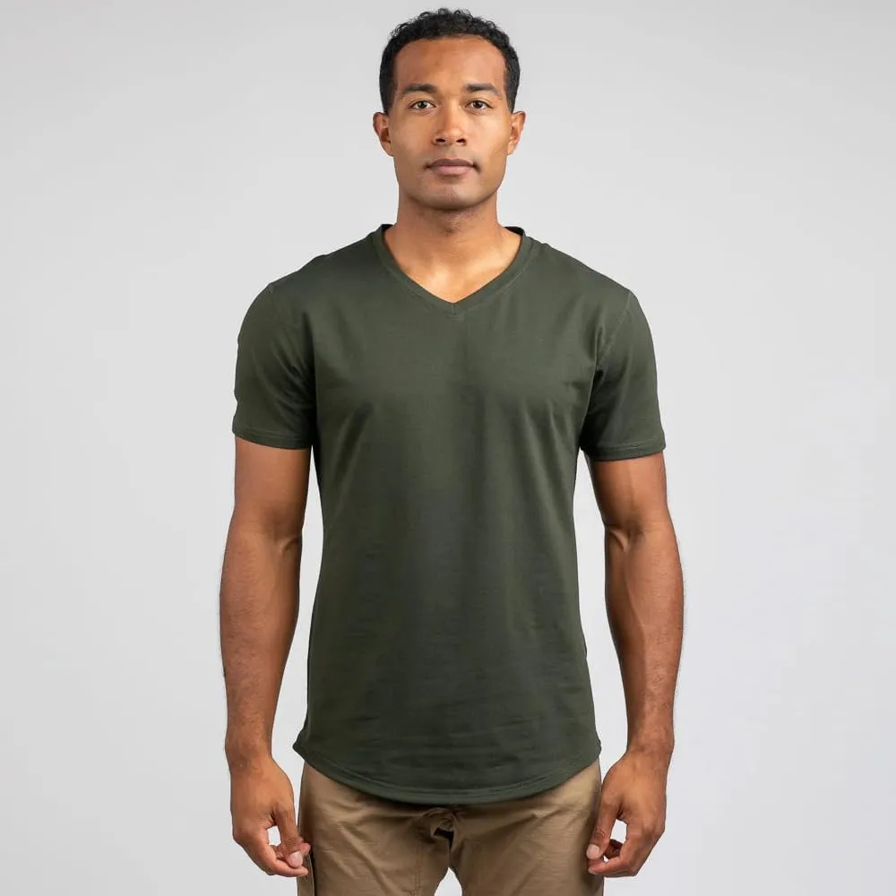 Men's Drop-Cut V-Neck  Plain Tshirts for Men  Soft Polyester, Cotton, Spandex  Moisture Wicking, Wrinkle Resistant