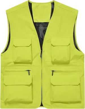 Men's Fishing Vest Casual Outdoor Mountaineering Mesh Photographer Jacket Multi-Pocket Breathable Quick Dry Coat