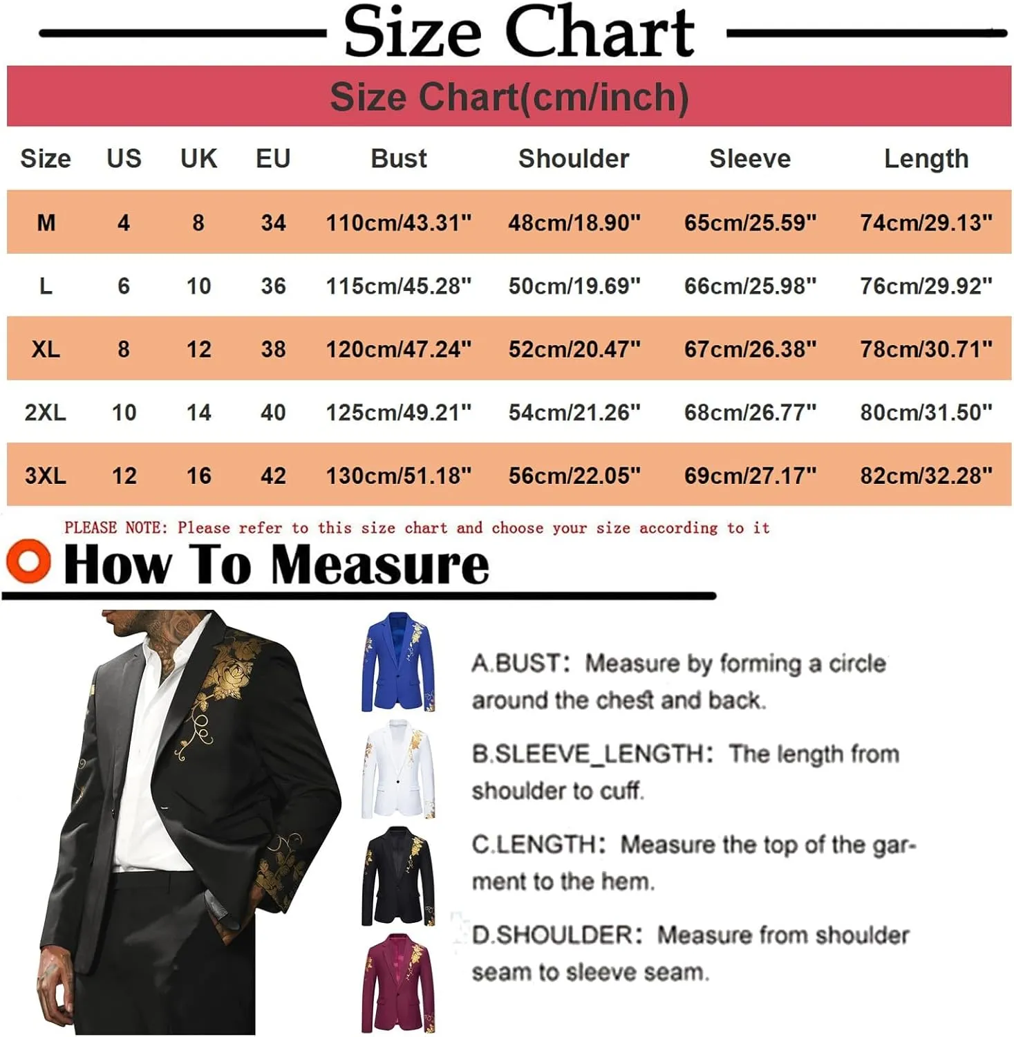 Mens Floral Blazer Jacket Paisley Shawl Lapel Golden Rose Pattern Suit Dinner Party Prom Wedding Tuxedo Sport Coats