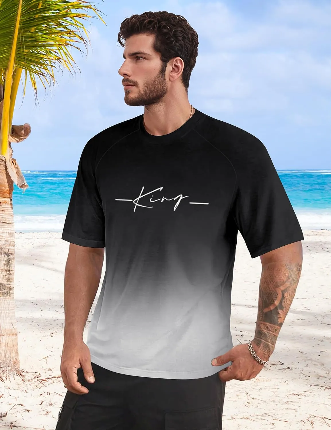 Mens Graphic T-Shirts Fashion Crew Neck Tshirts Gym Muscle Athletic Workout Summer Tee Shirt Top for Man