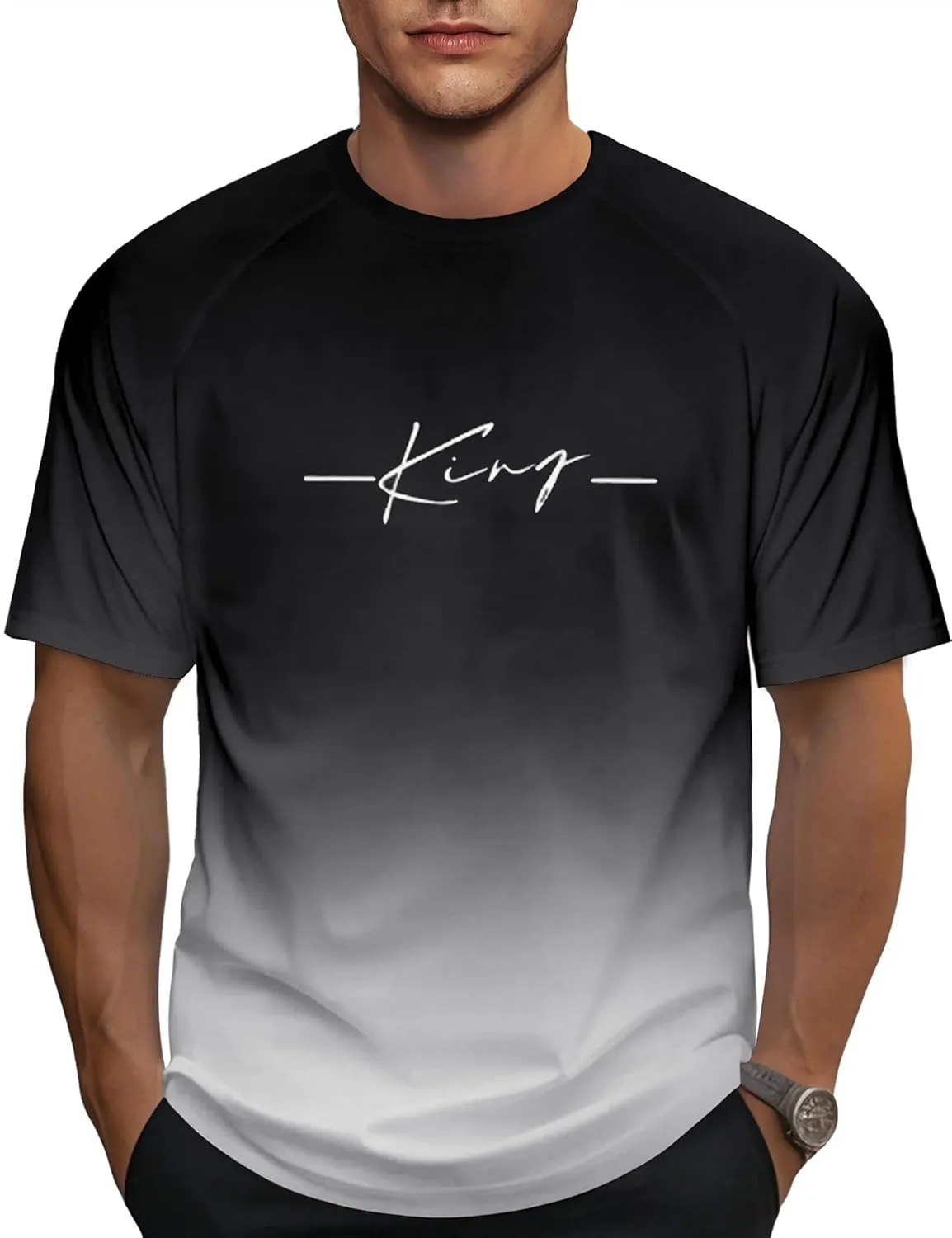 Mens Graphic T-Shirts Fashion Crew Neck Tshirts Gym Muscle Athletic Workout Summer Tee Shirt Top for Man