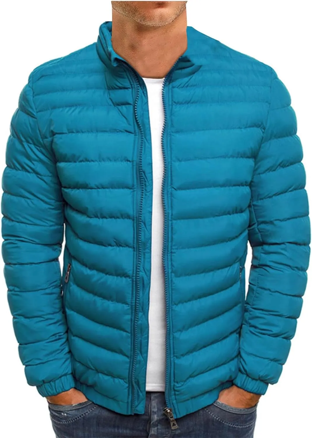 Men's Jacket Winter Puffer Jacket Fleece Warm Lightweight Coat Outerwear Cold Weather Jackets, M-3XL