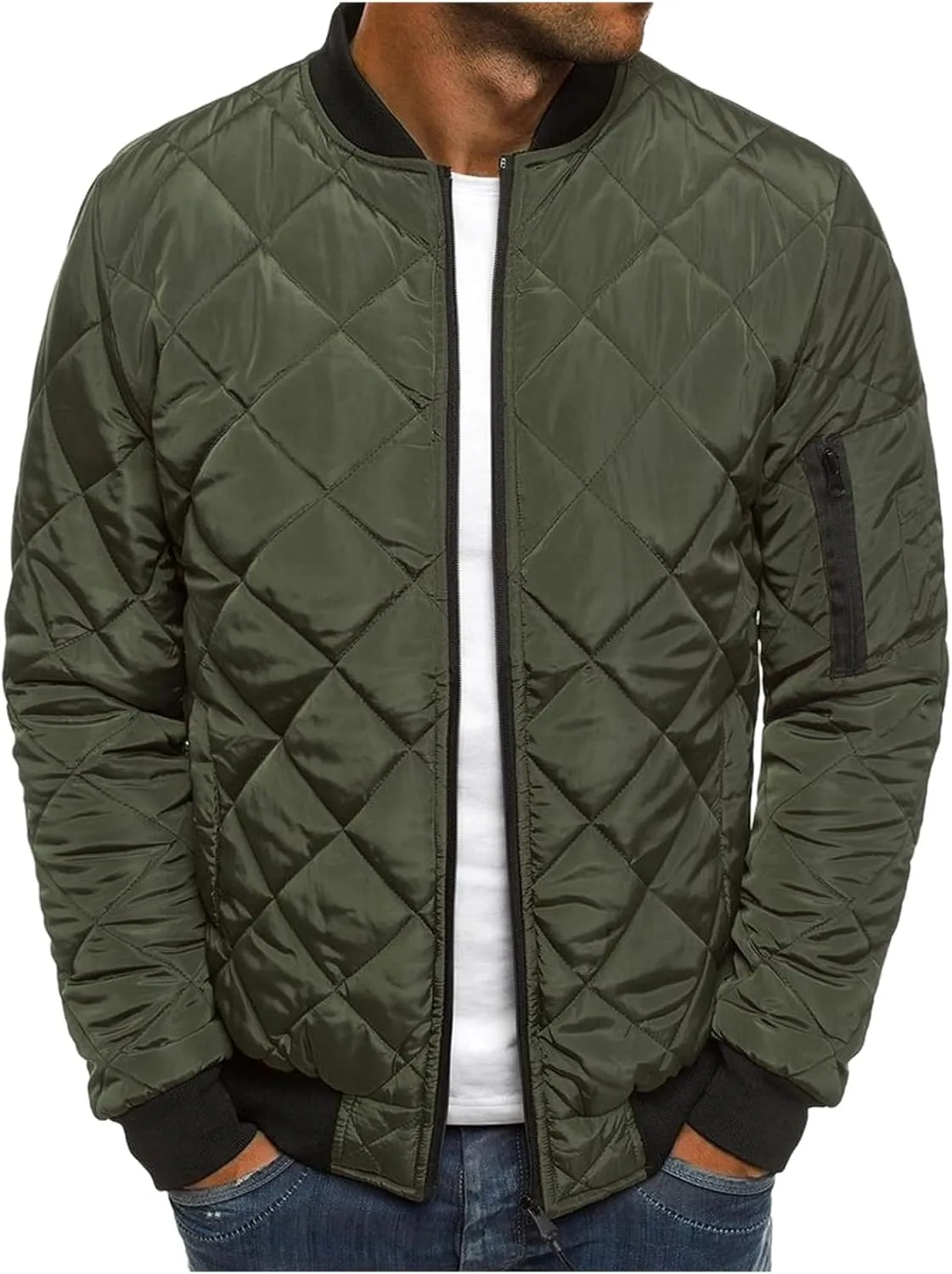 Men's Lightweight Puffer Jacket Diamond Quilted Puffer Down Jackets Water Resistant Insulated Winter Coats for Business