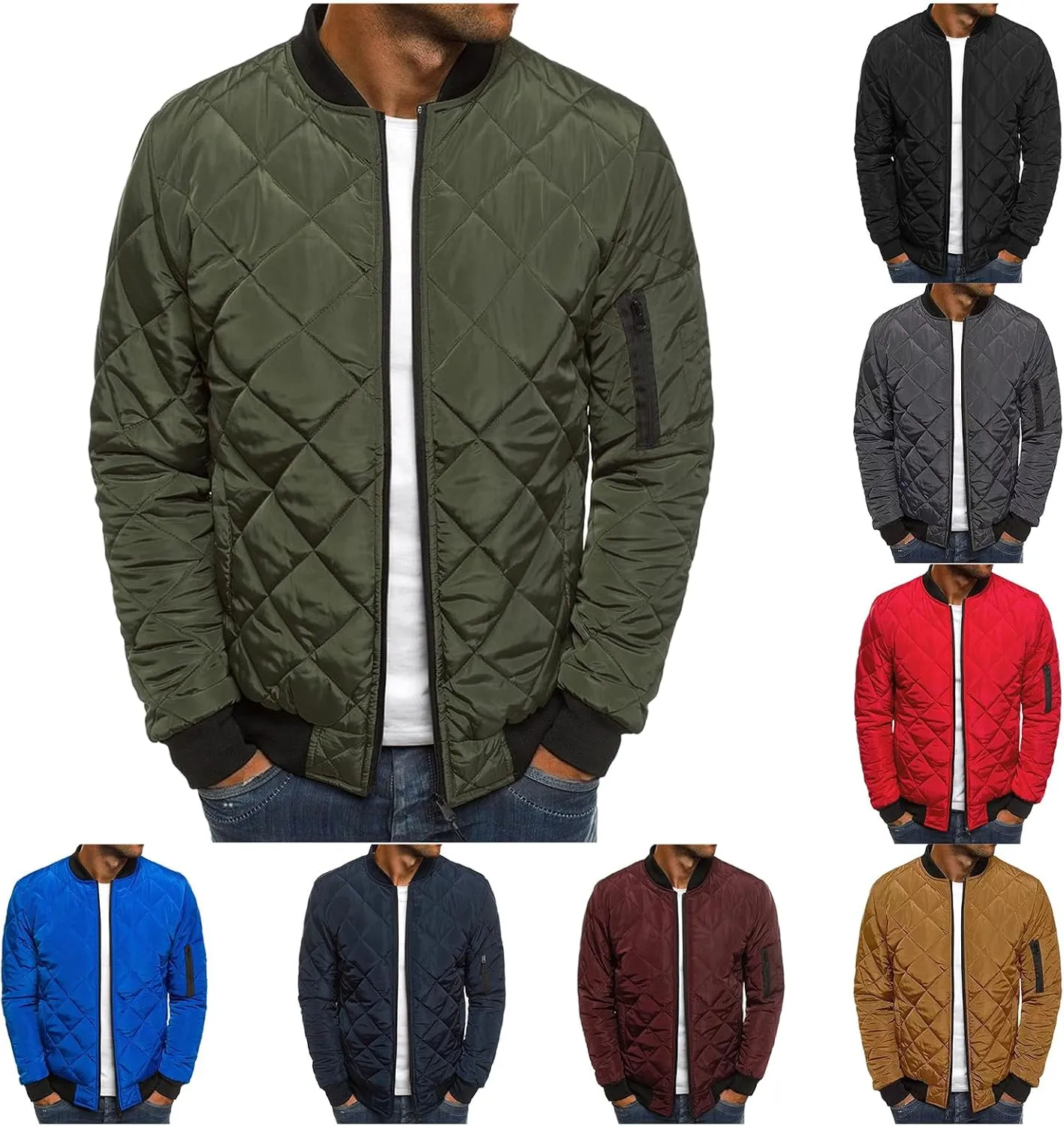 Men's Lightweight Puffer Jacket Diamond Quilted Puffer Down Jackets Water Resistant Insulated Winter Coats for Business