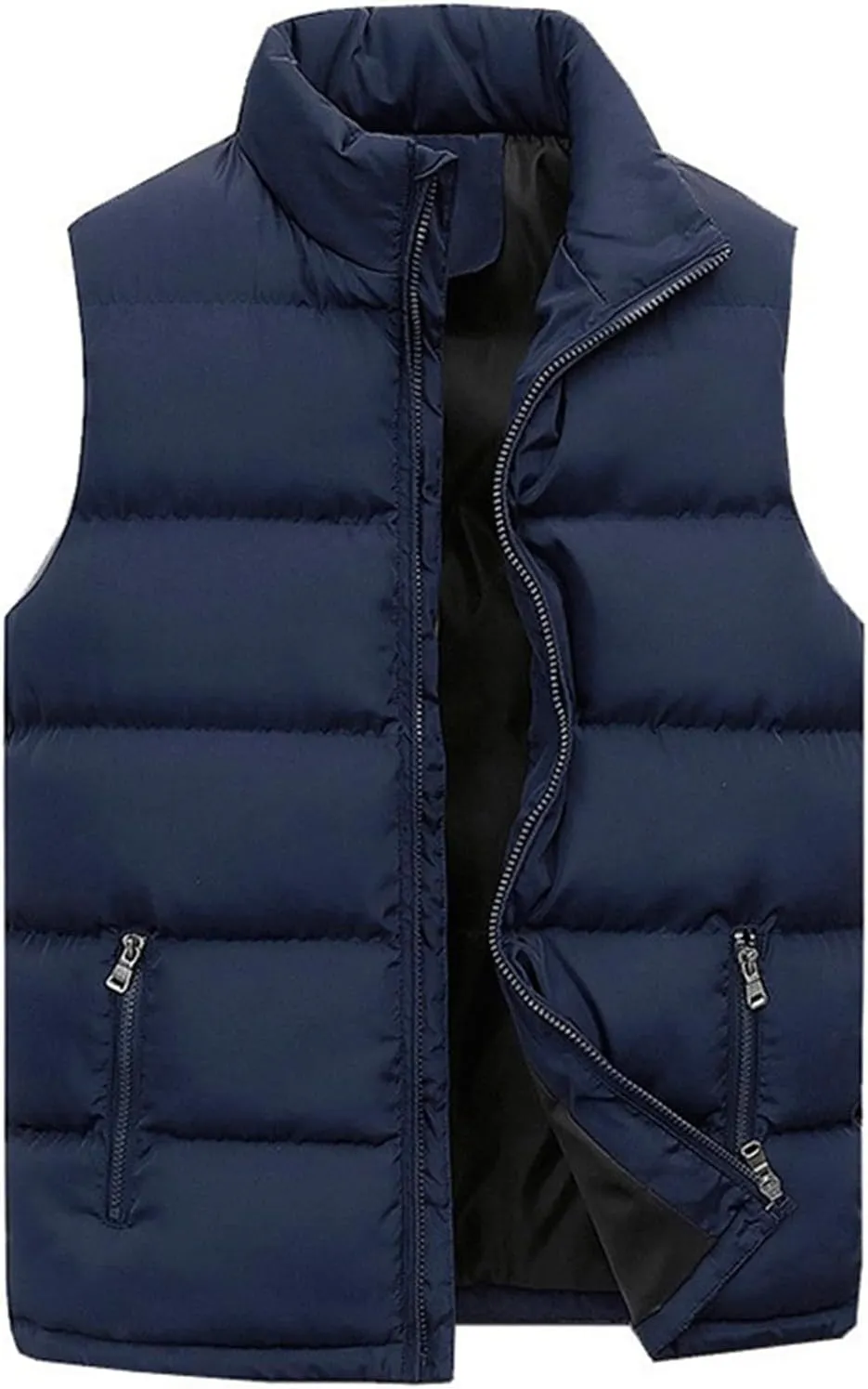 Men's Outdoor Casual Stand Collar Vest Quilted Jacket Thickened Vest Warm Padded Coat Sleeveless Cotton Vest