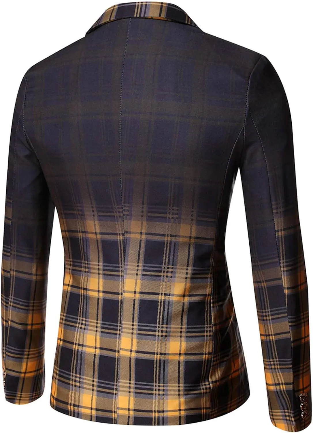 Mens Plaid Blazer Sports Coat Casual Slim Fit Checkered Blazer Fashion Notched Lapel One Button Suit Jacket for Men