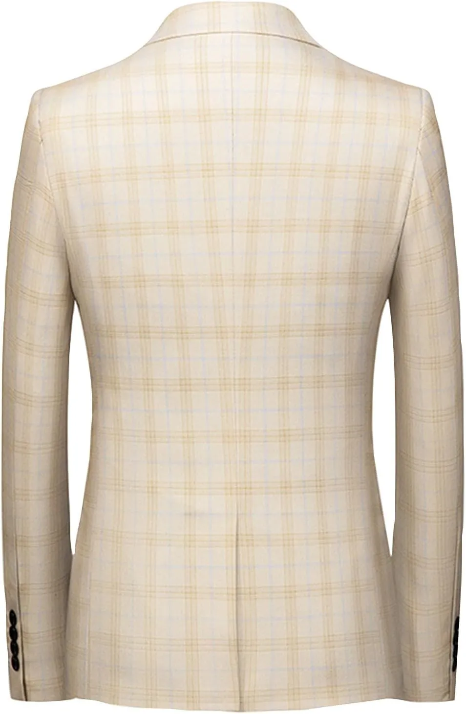 Mens Plaid Stripe Single Breasted Suit Jackets Casual Notched Lapel One Button Sport Coat Blazer for Party Dance
