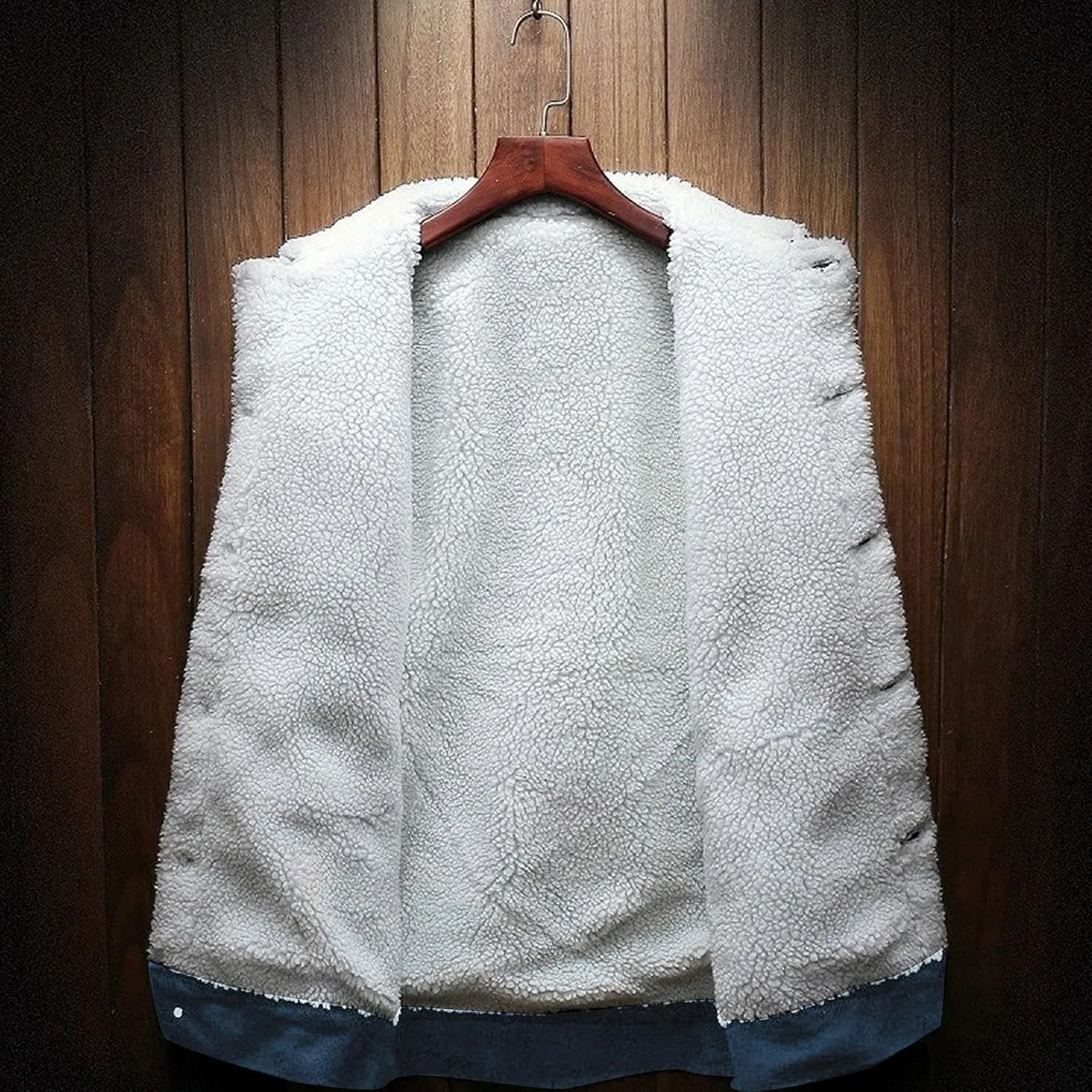 Men's Sherpa Fleece Lined Denim Jacket Warm Winter Trucker Jacket Cowboy Jean Jacket Thicken Faux Fur Jacket Coats