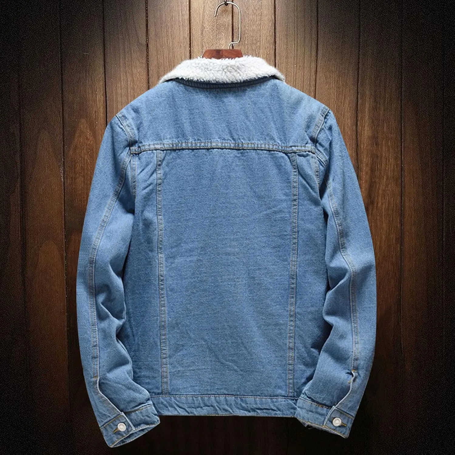 Men's Sherpa Fleece Lined Denim Jacket Warm Winter Trucker Jacket Cowboy Jean Jacket Thicken Faux Fur Jacket Coats