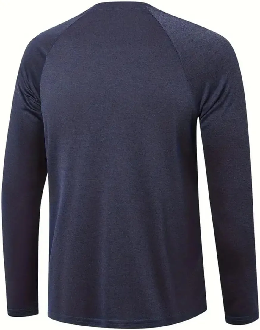 Men's Shirts Long Sleeve Workout T Shirts Sun Protection Quick Dry Fit Athletic Fishing Running Tee Tops 2 Pack