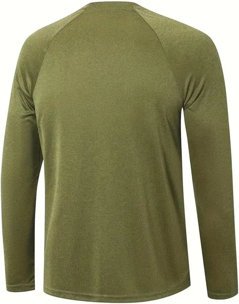 Men's Shirts Long Sleeve Workout T Shirts Sun Protection Quick Dry Fit Athletic Fishing Running Tee Tops 2 Pack