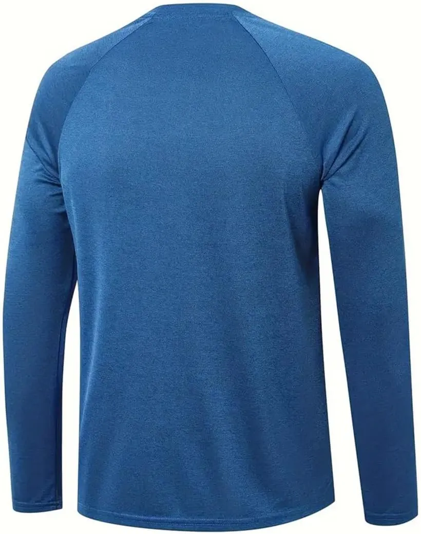 Men's Shirts Long Sleeve Workout T Shirts Sun Protection Quick Dry Fit Athletic Fishing Running Tee Tops 2 Pack