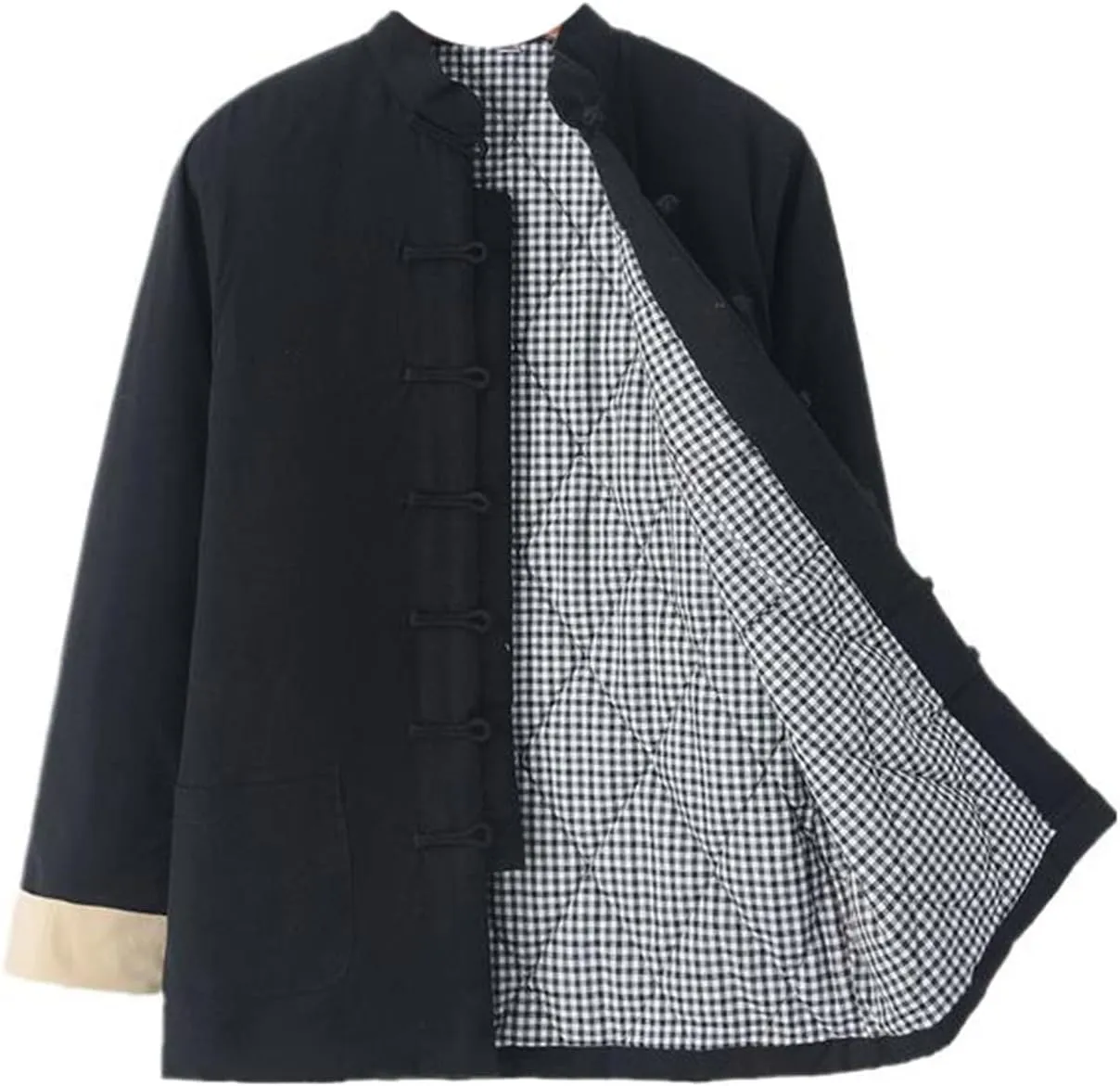 Men's Thickened Cotton Padded Jacket Outerwear - Tang Suit Button-Up Cotton Padded Coat