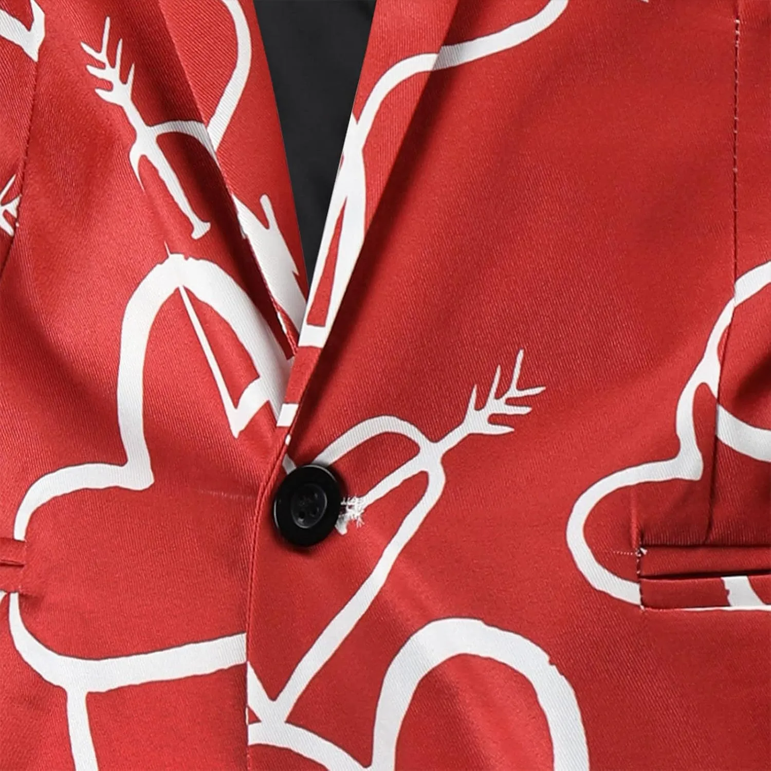 Mens Valentine's Day Tuxedo Jacket Wedding Blazer Love Heart Print One Button Dress Suit Dinner Floral Tuxedo Jacket