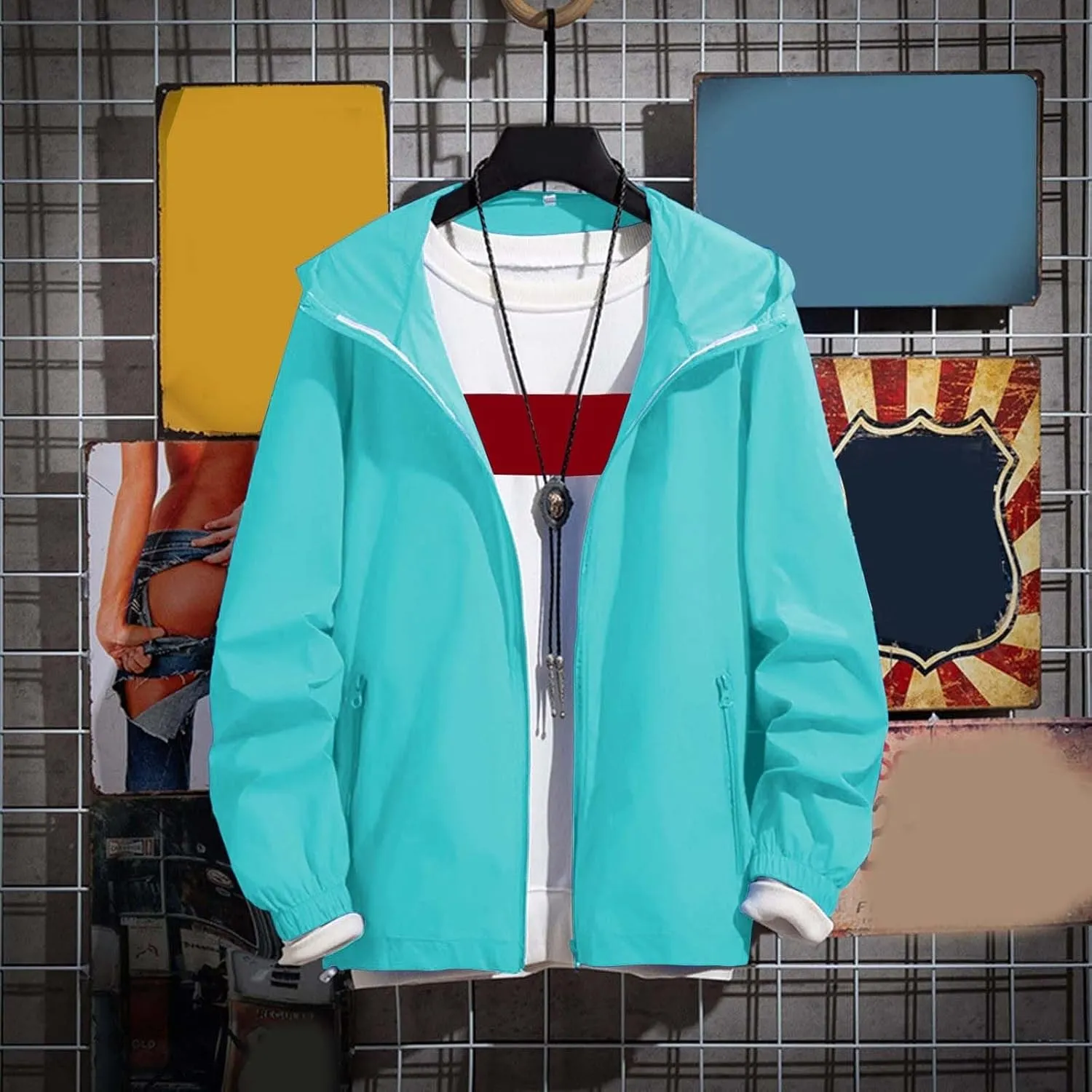 Men's Varsity Jacket Big and Tall Casual Bomber Jacket Fall Fashion Outerwear Coat Baseball Lightweight Jacket