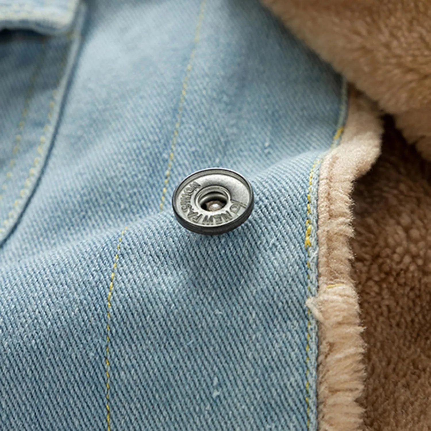 Men's Winter Coat: Fleece Lined Denim Jacket with Pockets, Big & Tall Sizes, Multicoloured