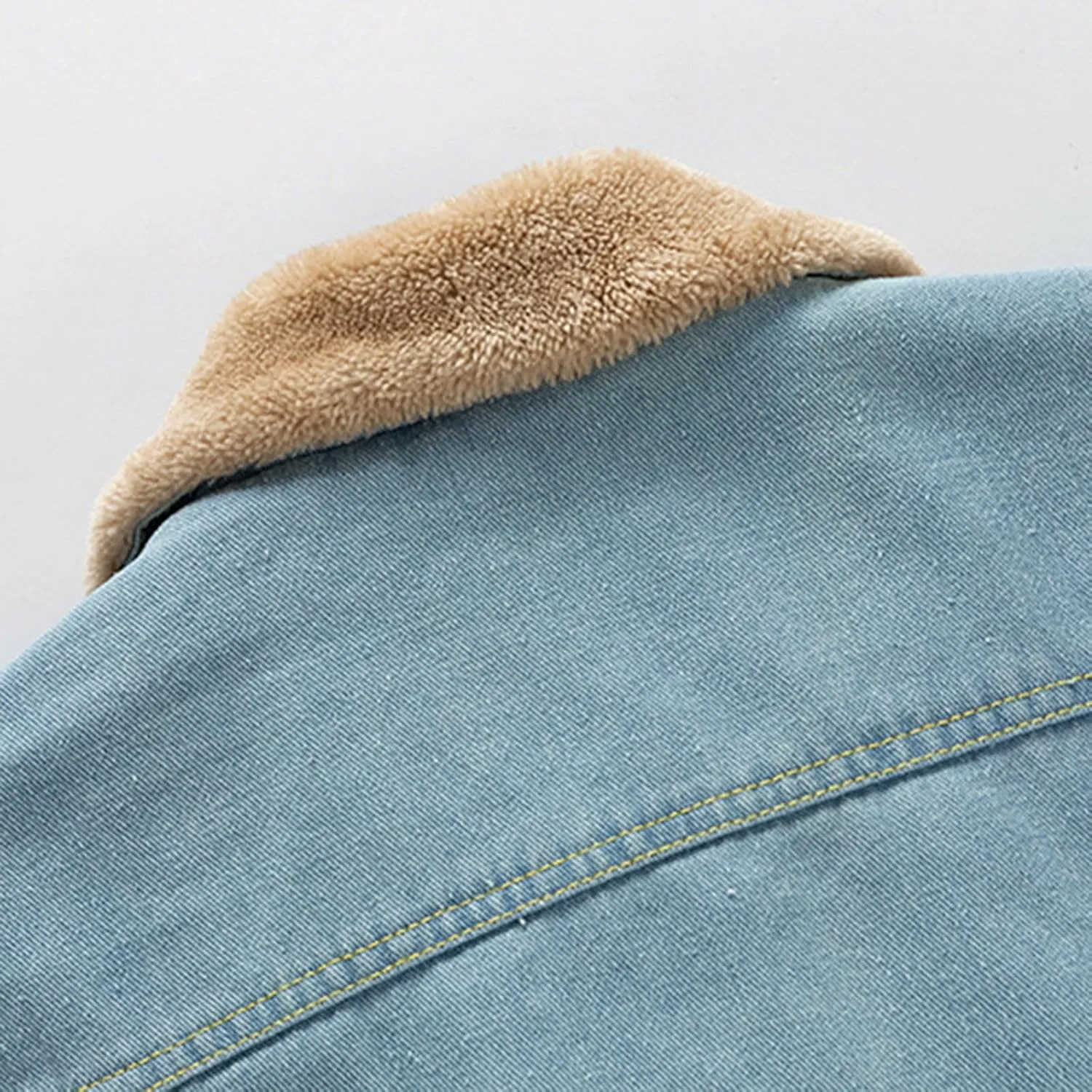 Men's Winter Coat: Fleece Lined Denim Jacket with Pockets, Big & Tall Sizes, Multicoloured
