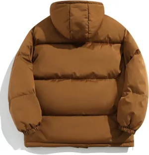 Men's Winter Coat Fleece Lined Parka Jacket Hooded Solid Thickened Hooded Cotton Padded Jacket Mens Outdoor Outwear