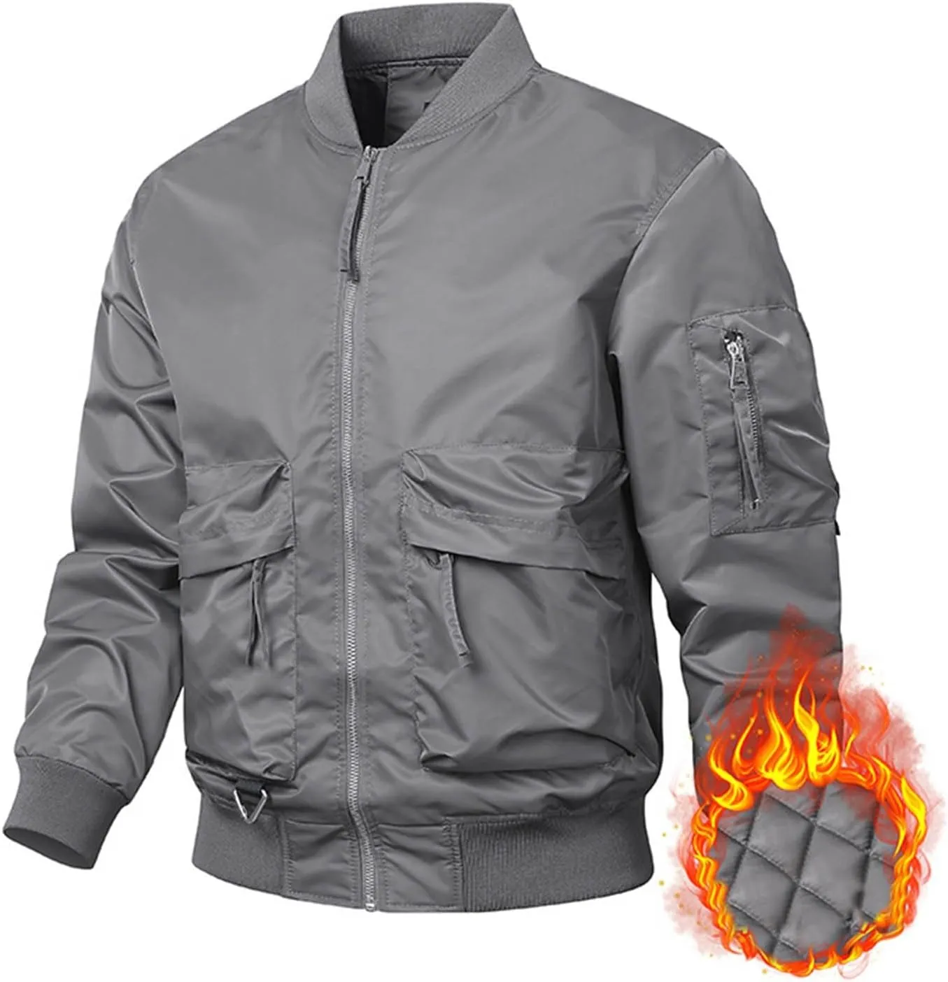 Mens Winter Coats Padded Bomber Jackets Warm Down Parkas Trendy Zip Up Jacket Thermal Cotton Overcoats with Pockets