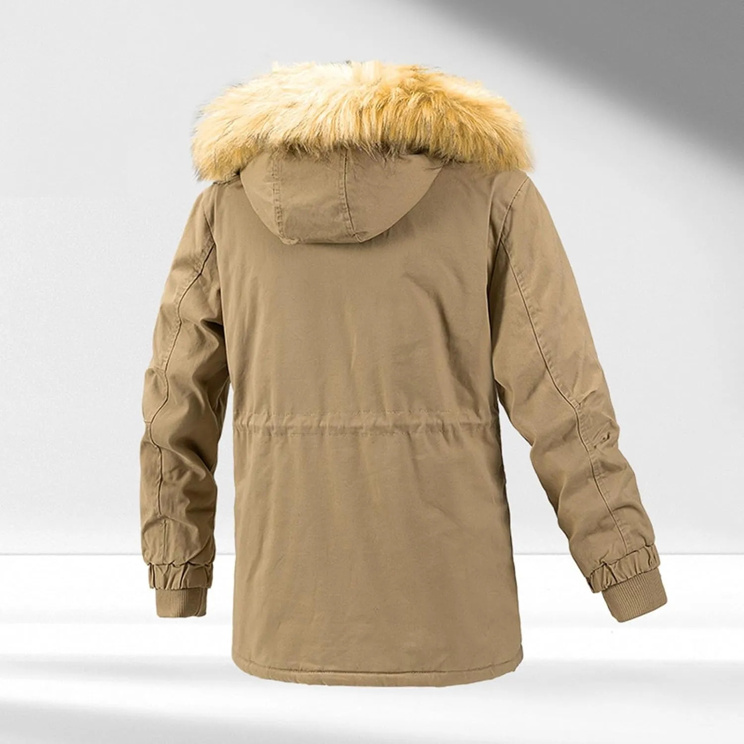 Men's Winter Puffer Hooded Coats Thicken Warmth Fleece Lined Tactical Work Cotton Jackets Zip Vintage Padded Coat