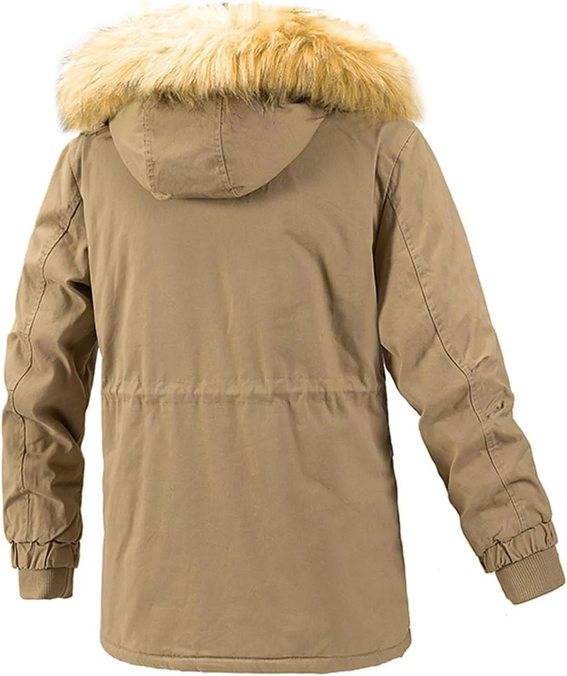 Men's Winter Puffer Hooded Coats Thicken Warmth Fleece Lined Tactical Work Cotton Jackets Zip Vintage Padded Coat