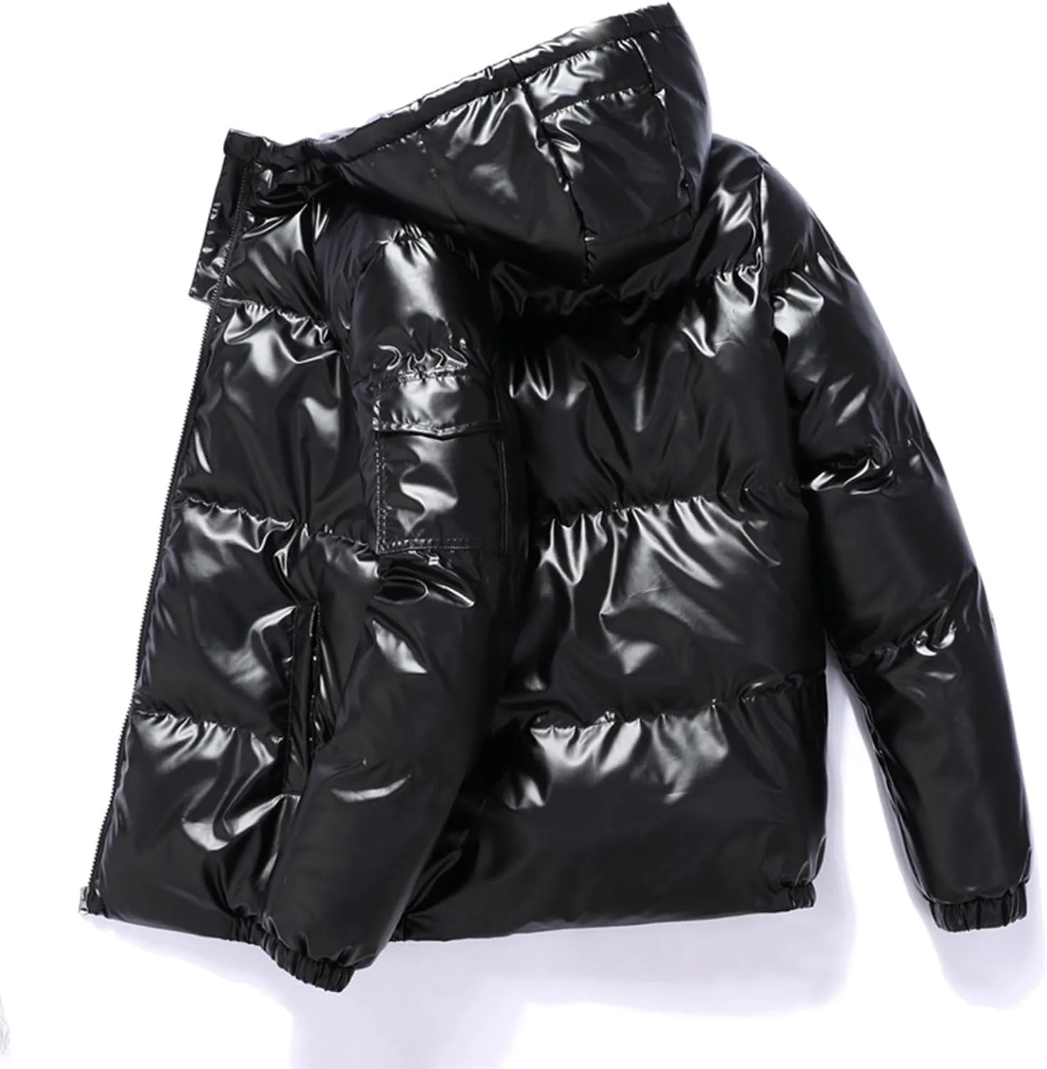 Men's Winter Puffer Jacket Thicken Winter Coat Warm Padded Jacket with Hood Full Zip Up Quilted Packable Down Jackets