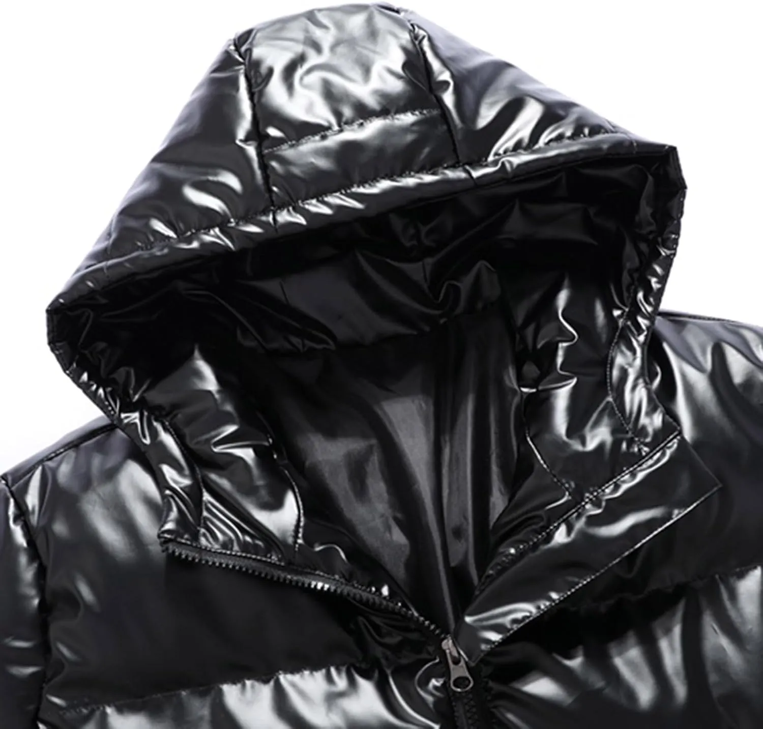 Men's Winter Puffer Jacket Thicken Winter Coat Warm Padded Jacket with Hood Full Zip Up Quilted Packable Down Jackets