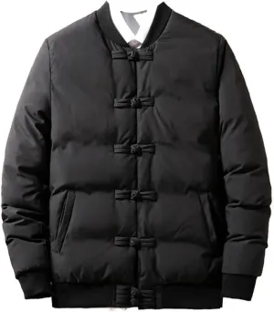 Men's Winter Tang Suit Cotton Padded Coat - Plus Size Thickened Collarless Jacket Chinese Style Buttons