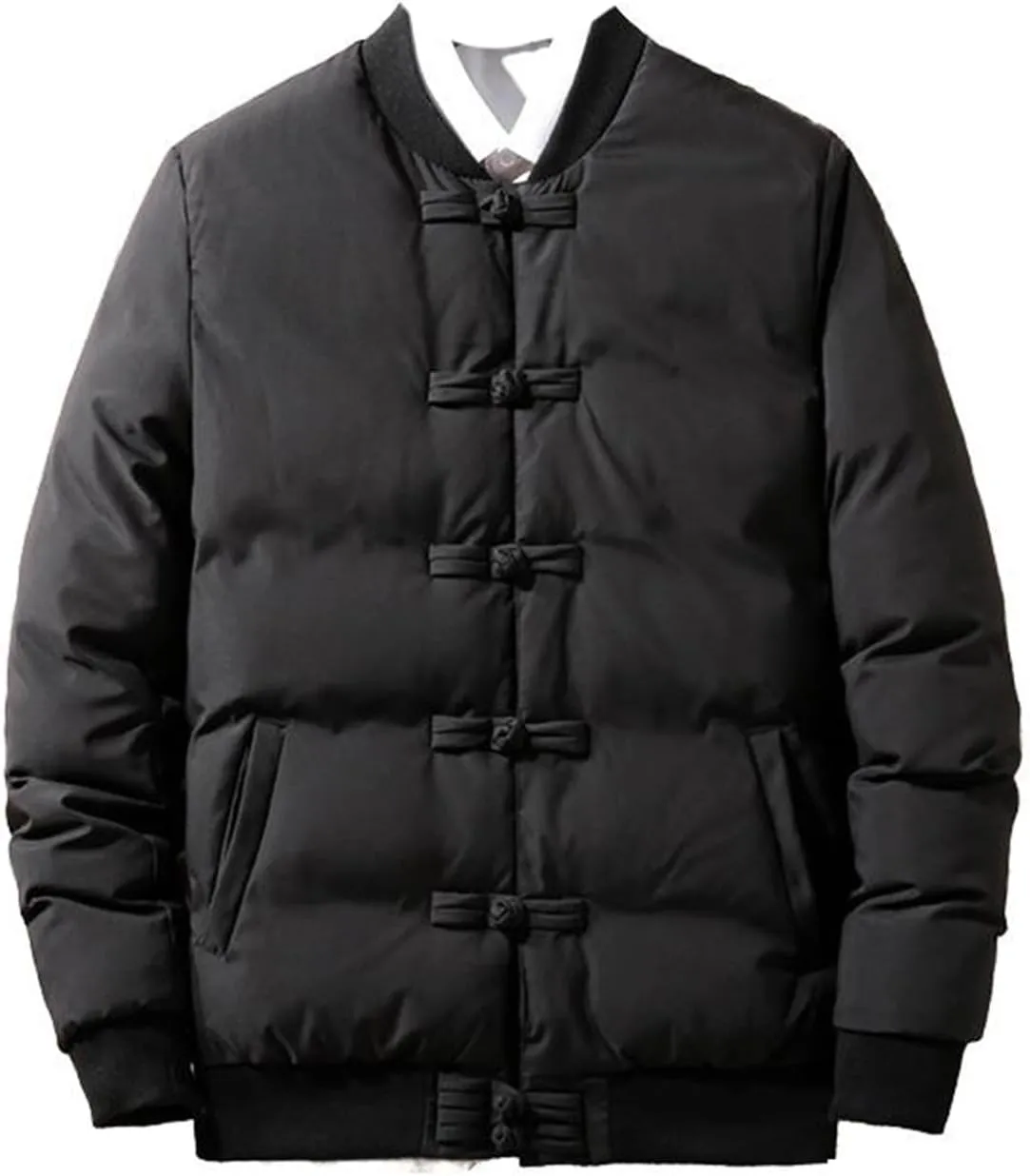 Men's Winter Tang Suit Cotton Padded Coat - Plus Size Thickened Collarless Jacket Chinese Style Buttons