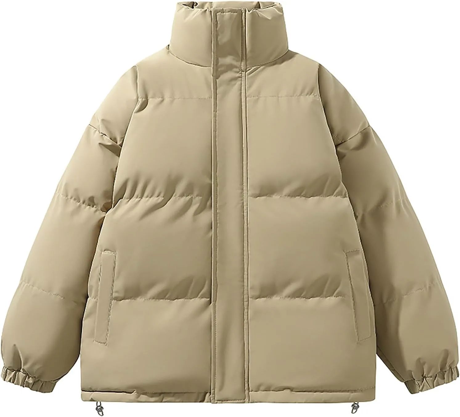 Men's Winter Warm Down Coats Stand Collar Puffer Jacket Cotton Padded Waterproof Outerwear with Pockets