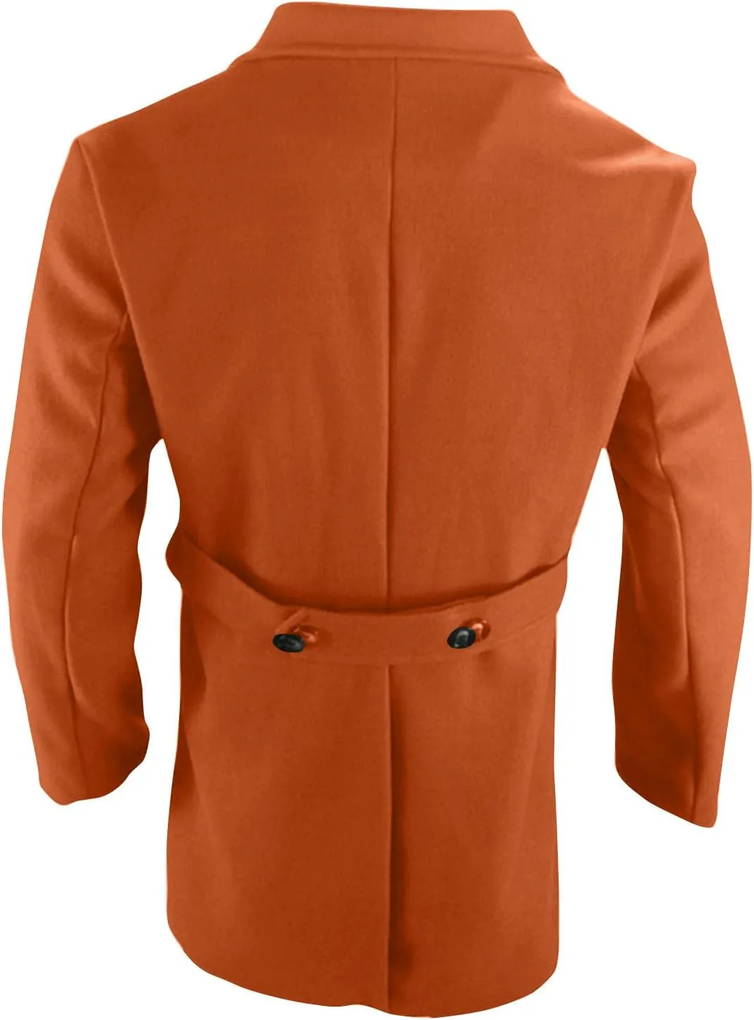 Men's Winter Warm Peacoat Single Breasted Trench Wool Blend Overcoat with Pockets
