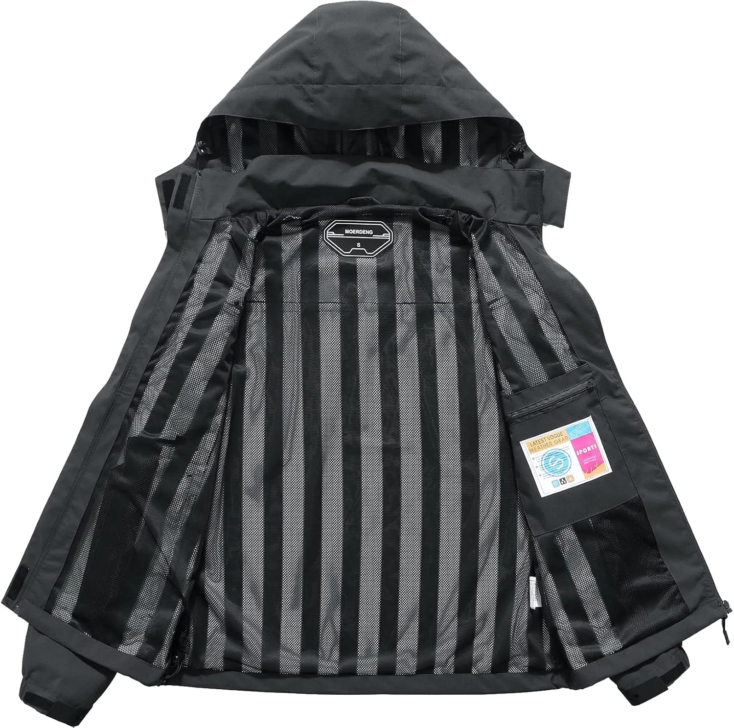MOERDENG Women's Waterproof Rain Jacket Outdoor Lightweight Hooded Raincoat for Hiking Travel