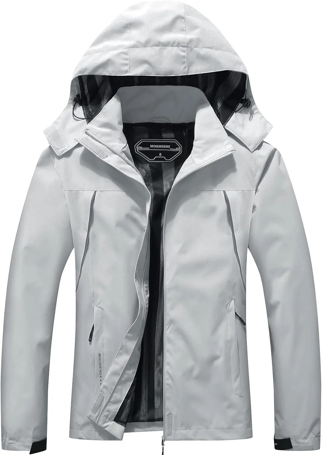 MOERDENG Women's Waterproof Rain Jacket Outdoor Lightweight Hooded Raincoat for Hiking Travel