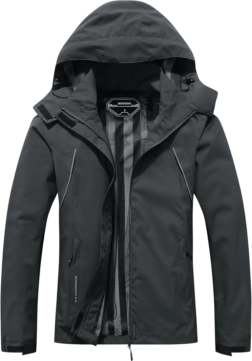 MOERDENG Women's Waterproof Rain Jacket Outdoor Lightweight Hooded Raincoat for Hiking Travel