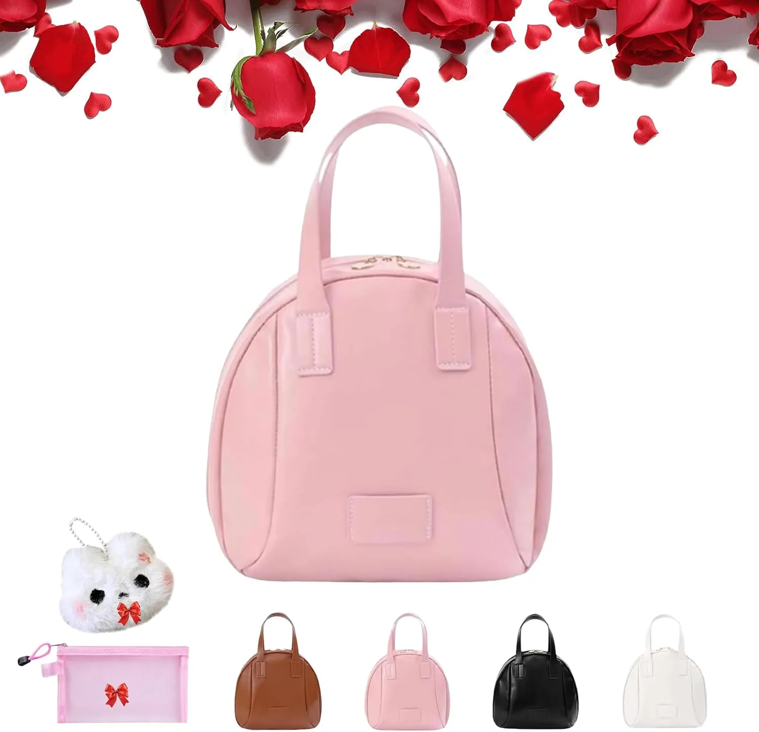 Multi Layered Shell Shaped Cosmetic Bag, Portable Multi-layered Cosmetic Bag, Large Capacity Makeup Bag with Compartments, Waterproof Leather Toiletry Bag with Handle for Women Traveling (Pink)