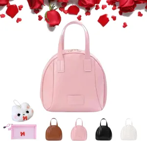 Multi Layered Shell Shaped Cosmetic Bag, Portable Multi-layered Cosmetic Bag, Large Capacity Makeup Bag with Compartments, Waterproof Leather Toiletry Bag with Handle for Women Traveling (Pink)