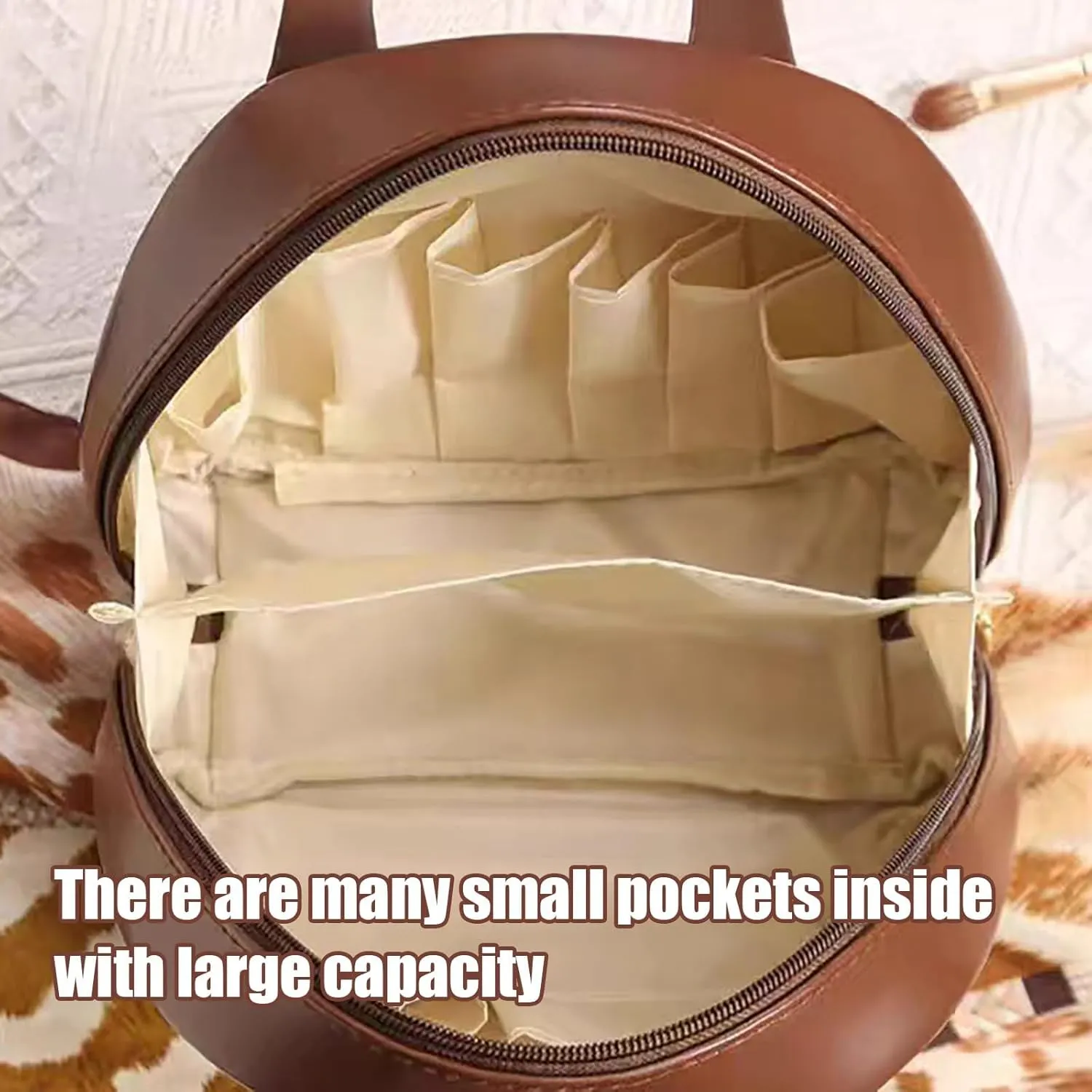 Multi Layered Shell Shaped Cosmetic Bag, Portable Multi-layered Cosmetic Bag, Large Capacity Makeup Bag with Compartments, Waterproof Leather Toiletry Bag with Handle for Women Traveling (Pink)