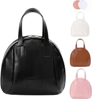 Multi-layered Shell-Shaped Cosmetic Bag,Portable Makeup Bag,Leather Waterproof Cosmetic Bag,Travel Makeup Bag (Black)