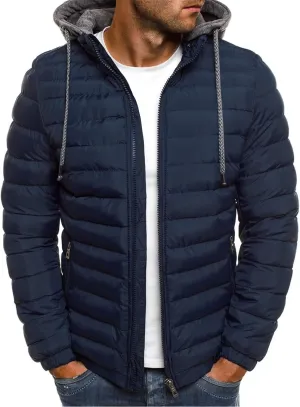 Muscularfit Men's Winter Puffer Jackets Lightweight Packable Quilted Jacket Full Zip Hooded Coat Thicken Insulated Jackets