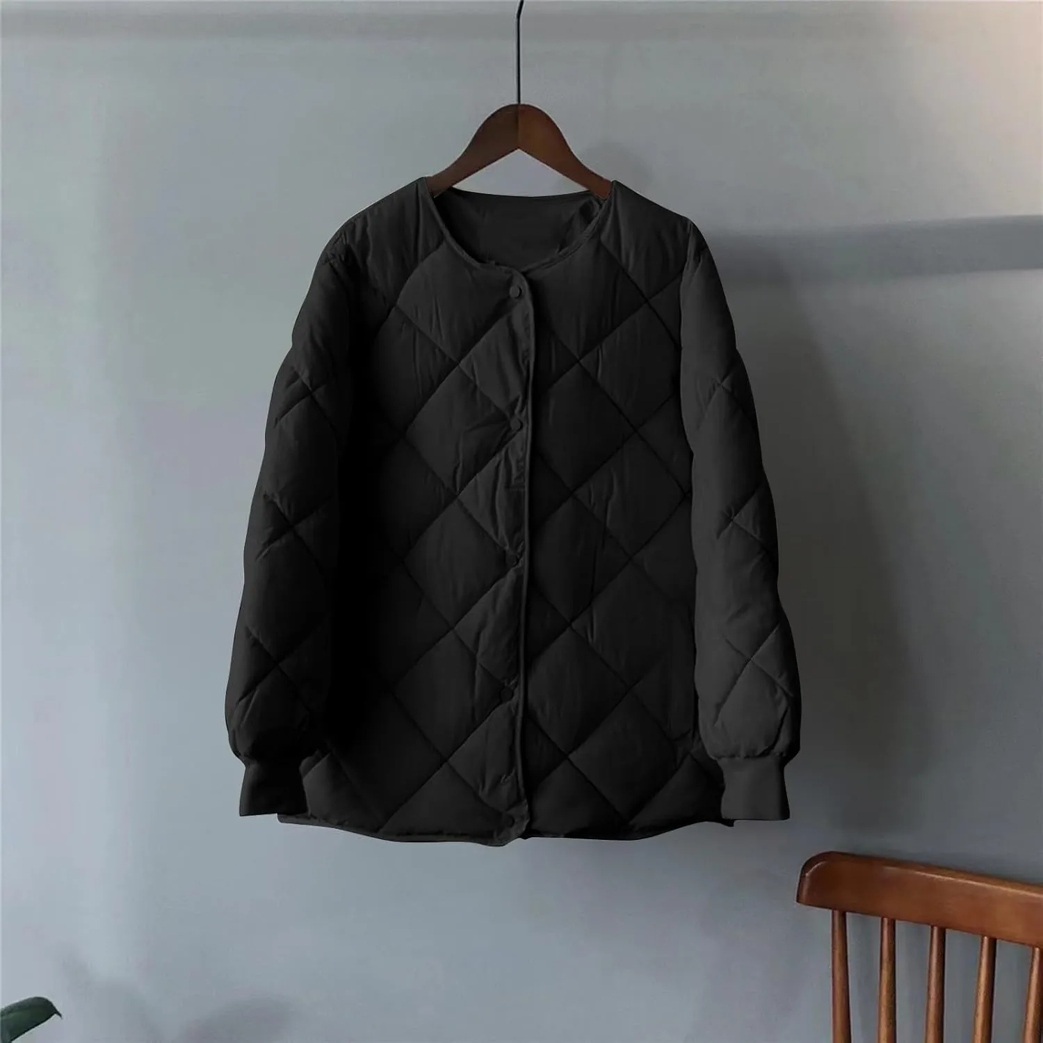 NATHGAM Women Cropped Cotton Padded Jacket 2023 Winter Lightweight Warm Soft Jacket Coat Casual Outdoor Button Down Outerwear