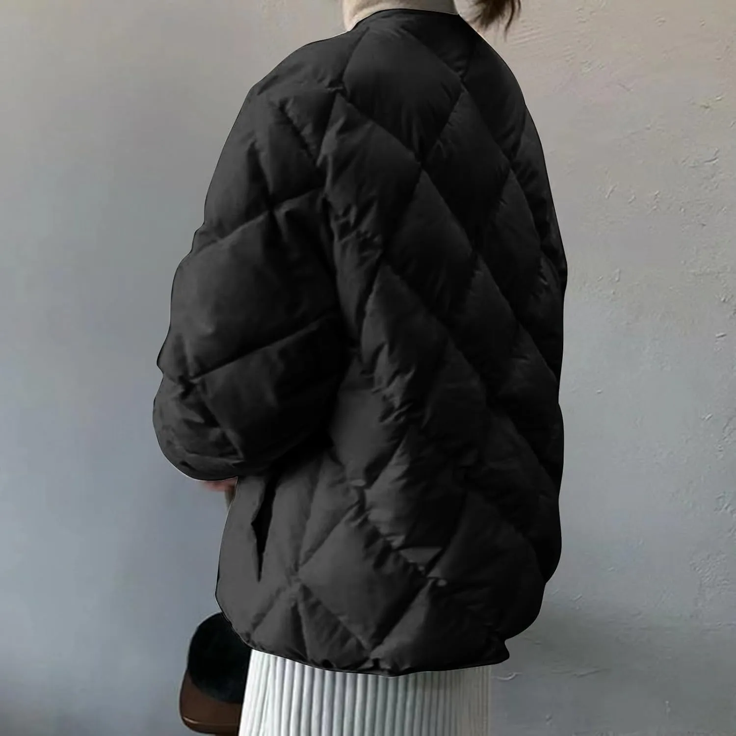 NATHGAM Women Cropped Cotton Padded Jacket 2023 Winter Lightweight Warm Soft Jacket Coat Casual Outdoor Button Down Outerwear