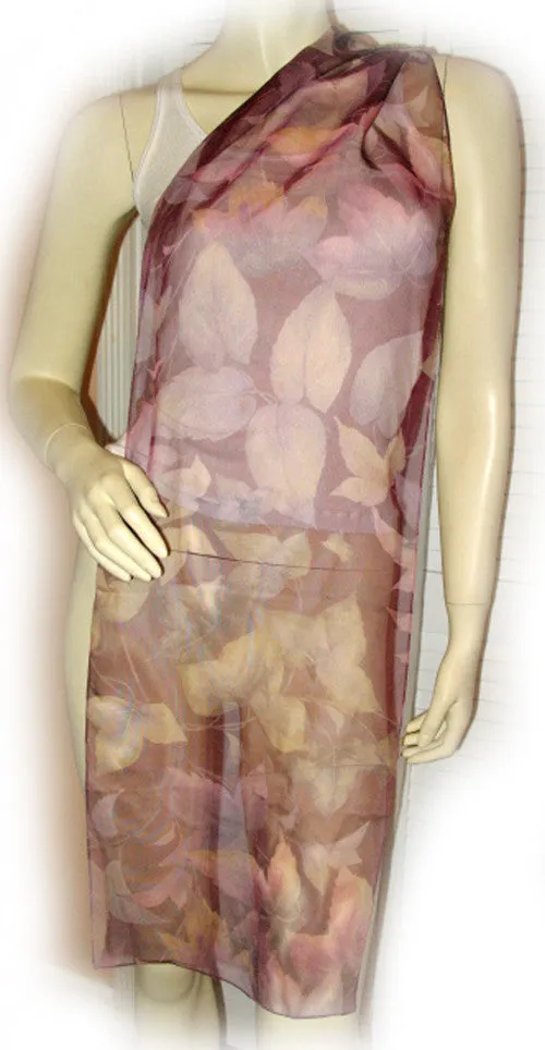 New Vintage Y2K 90s Scarf Scarves Wrap 59.5in X 11.5in Sheer Purple Floral Print