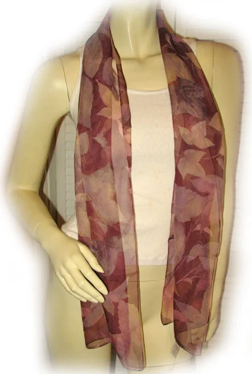 New Vintage Y2K 90s Scarf Scarves Wrap 59.5in X 11.5in Sheer Purple Floral Print