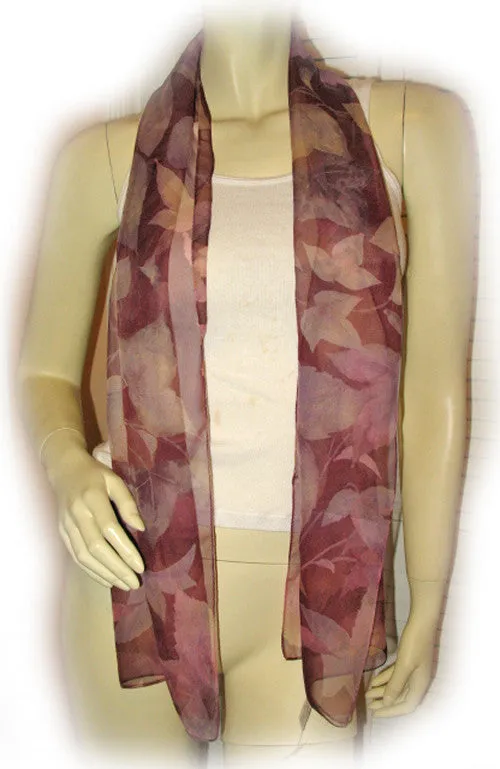 New Vintage Y2K 90s Scarf Scarves Wrap 59.5in X 11.5in Sheer Purple Floral Print