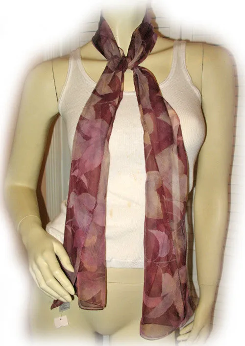New Vintage Y2K 90s Scarf Scarves Wrap 59.5in X 11.5in Sheer Purple Floral Print