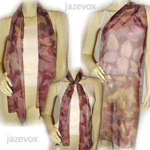 New Vintage Y2K 90s Scarf Scarves Wrap 59.5in X 11.5in Sheer Purple Floral Print