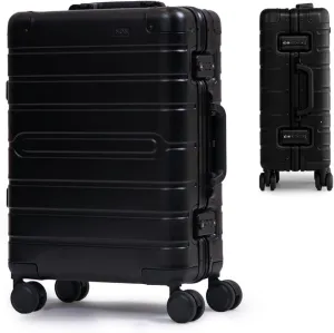 Nobl Travel Carry On Luggage, Noble Zipperless Aluminum Suitcase, 24x16.3x11 Airline Approved, Aluminum Metal Hardside Shell & Frame, 360 Spinner Wheels, Dual TSA Locks, Interior Compression  Black